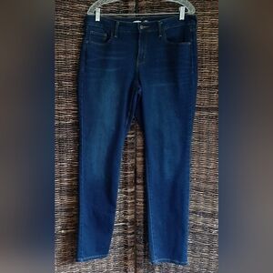 Old Navy Power Slim Straight Leg Mid Rise Jeans Women's 12 Long Blue Dark Wash
